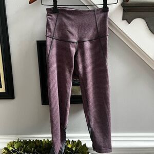 Zella Burgundy & Gray Stripe Mesh Insert Active Leggings sz XXS